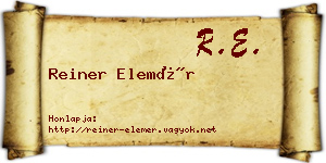 Reiner Elemér névjegykártya