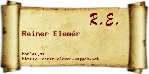 Reiner Elemér névjegykártya